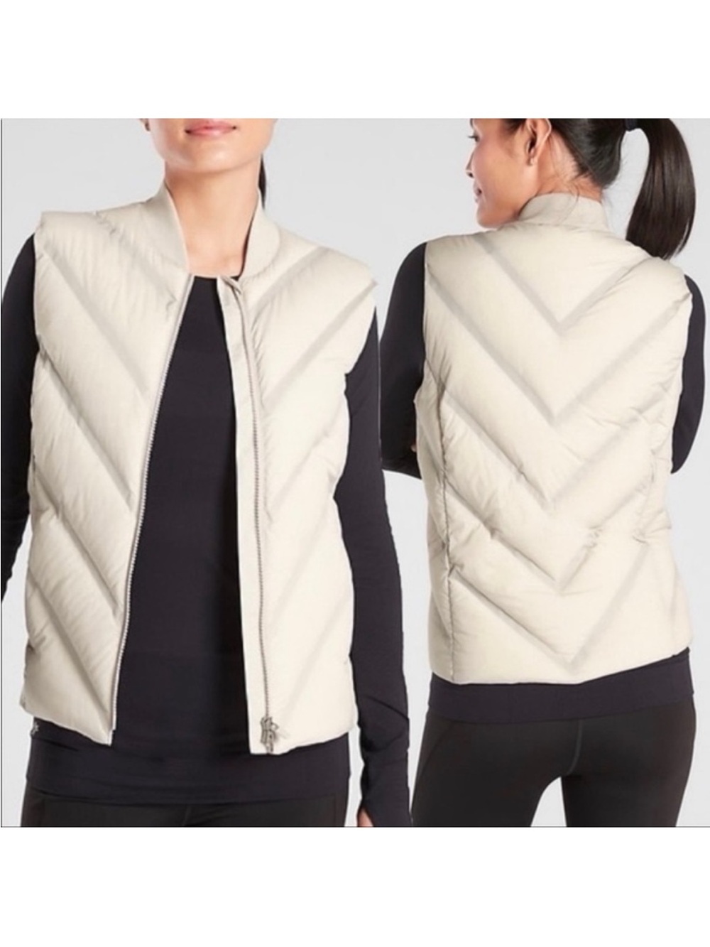 Athleta Down Inlet Quilted Vest Birch Gray XS